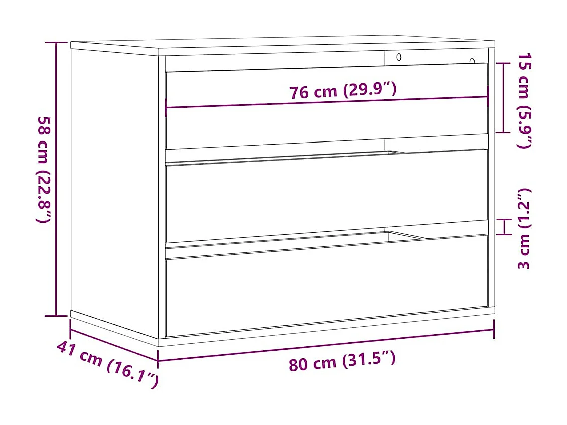Cómoda 80x41x58 cm derivados de madeira branco