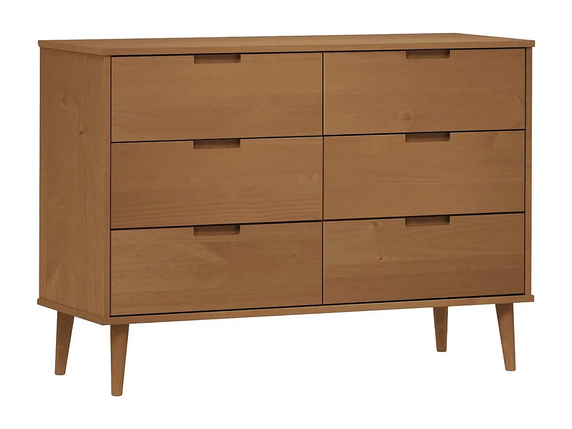 Armário de gavetas MOLDE 113x40x80 cm pinho maciço castanho