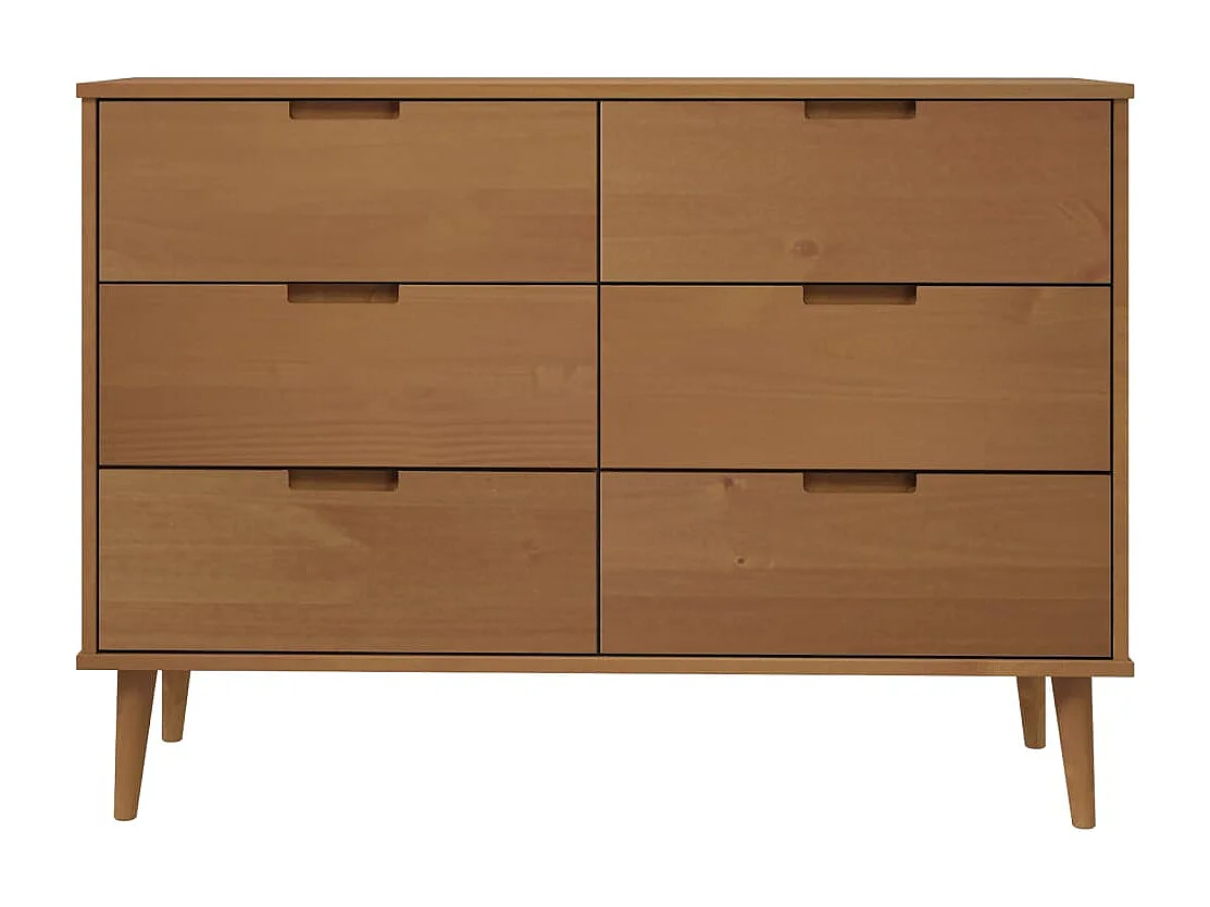 Armário de gavetas MOLDE 113x40x80 cm pinho maciço castanho
