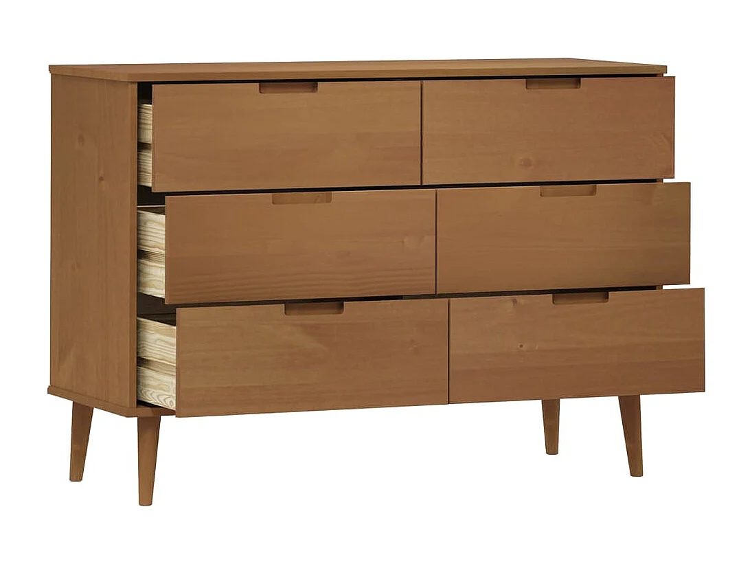 Armário de gavetas MOLDE 113x40x80 cm pinho maciço castanho