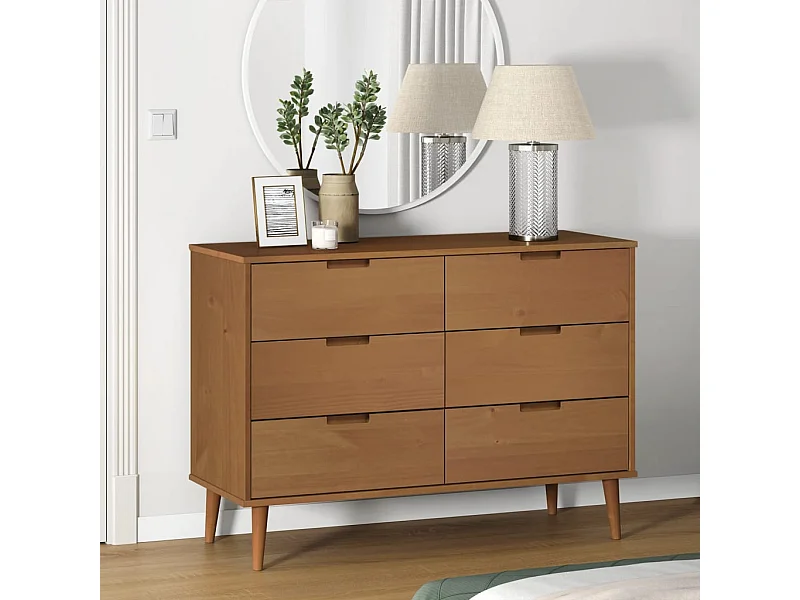 Commode MOLDE Marron 113x40x80 cm Bois de pin massif