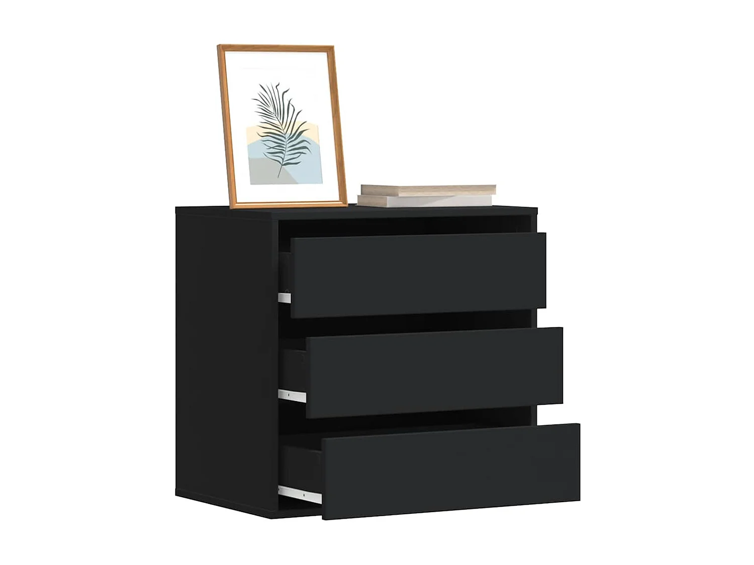 Commode d'angle noir 60x41x58 cm bois d'ingénierie