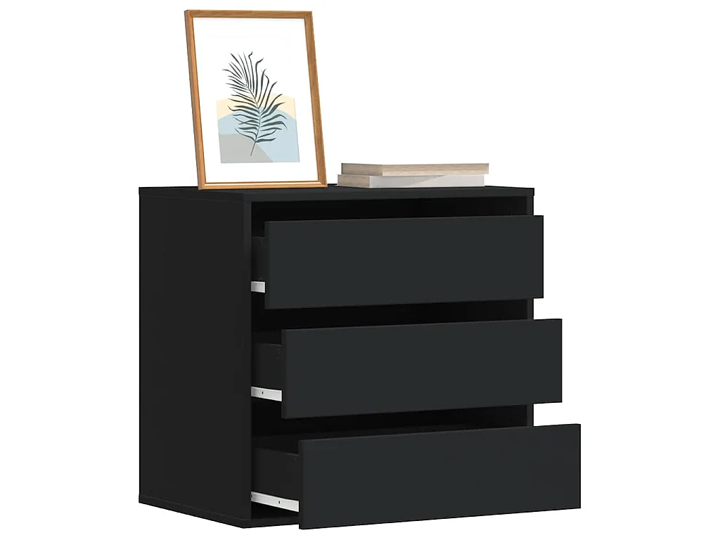 Commode d'angle noir 60x41x58 cm bois d'ingénierie