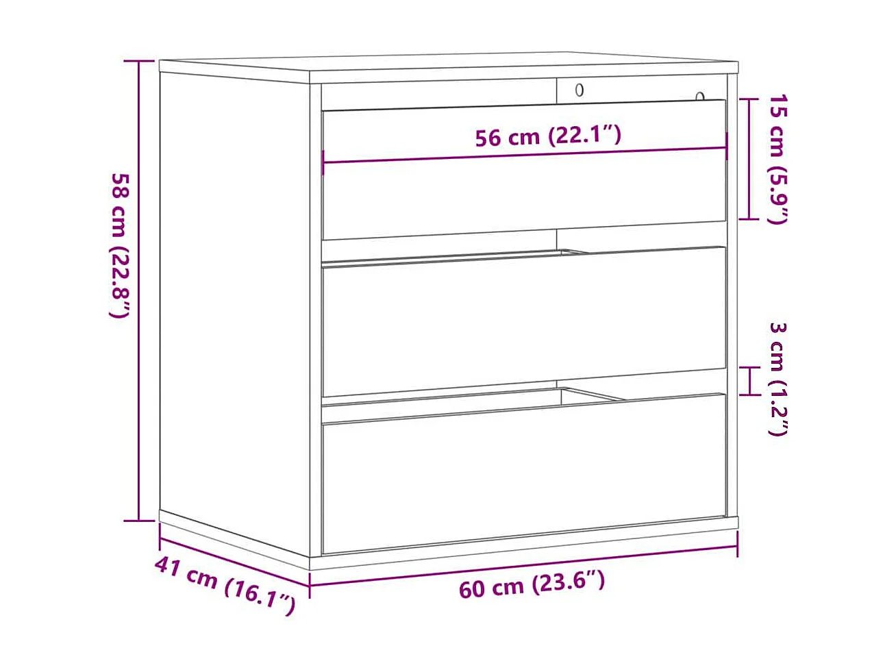 Commode d'angle chêne artisanal 60x41x58 cm bois d'ingénierie