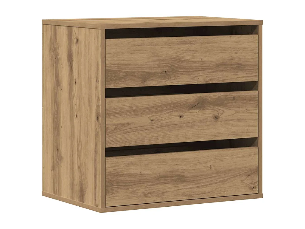 Ladekast 60x41x58 cm bewerkt hout artisanaal eikenkleurig