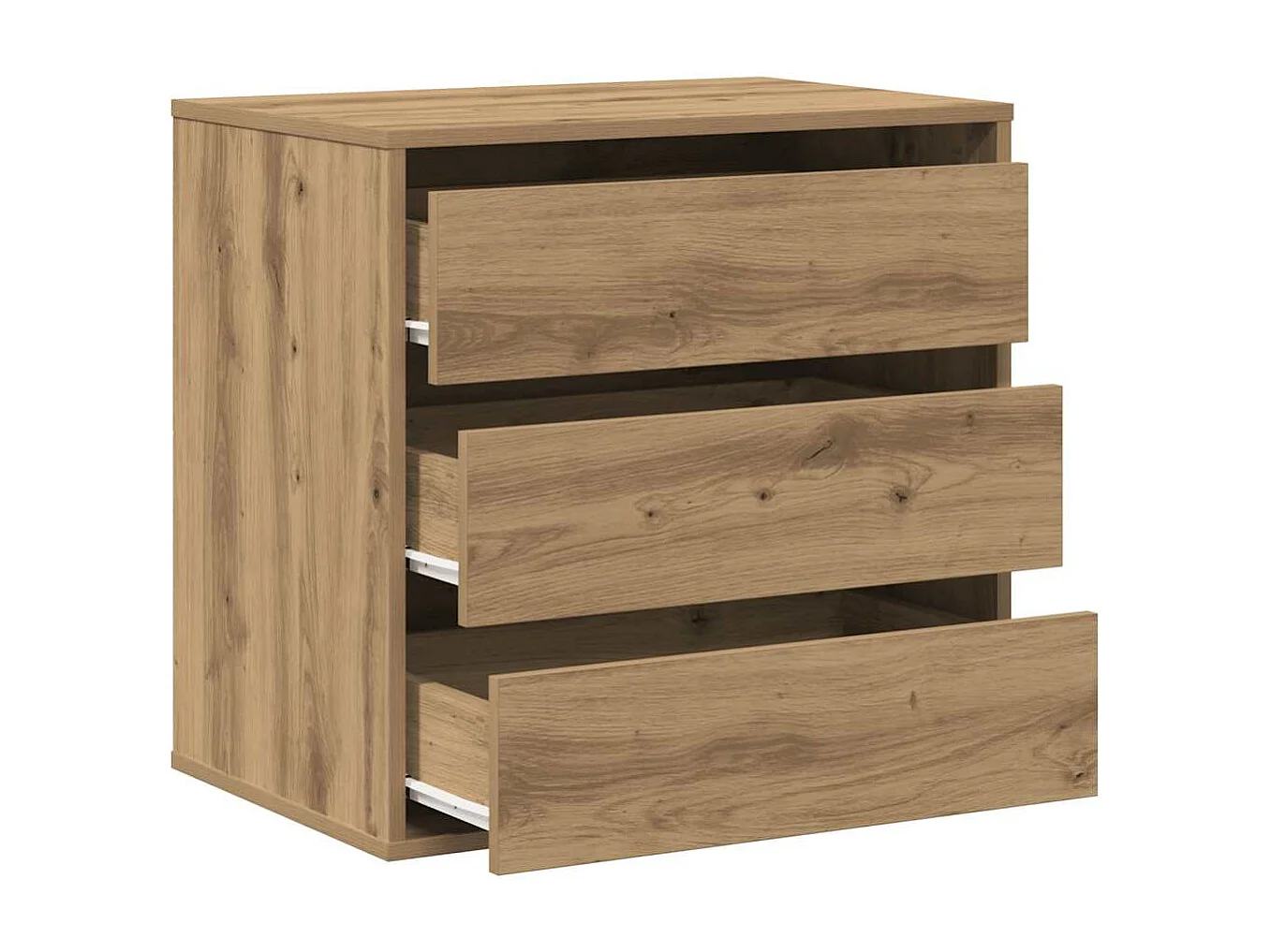 Ladekast 60x41x58 cm bewerkt hout artisanaal eikenkleurig