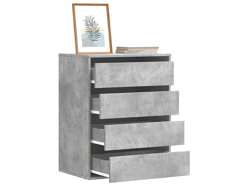 Cassettiera Angolo Grigio Cemento 60x41x76cm Legno Multistrato