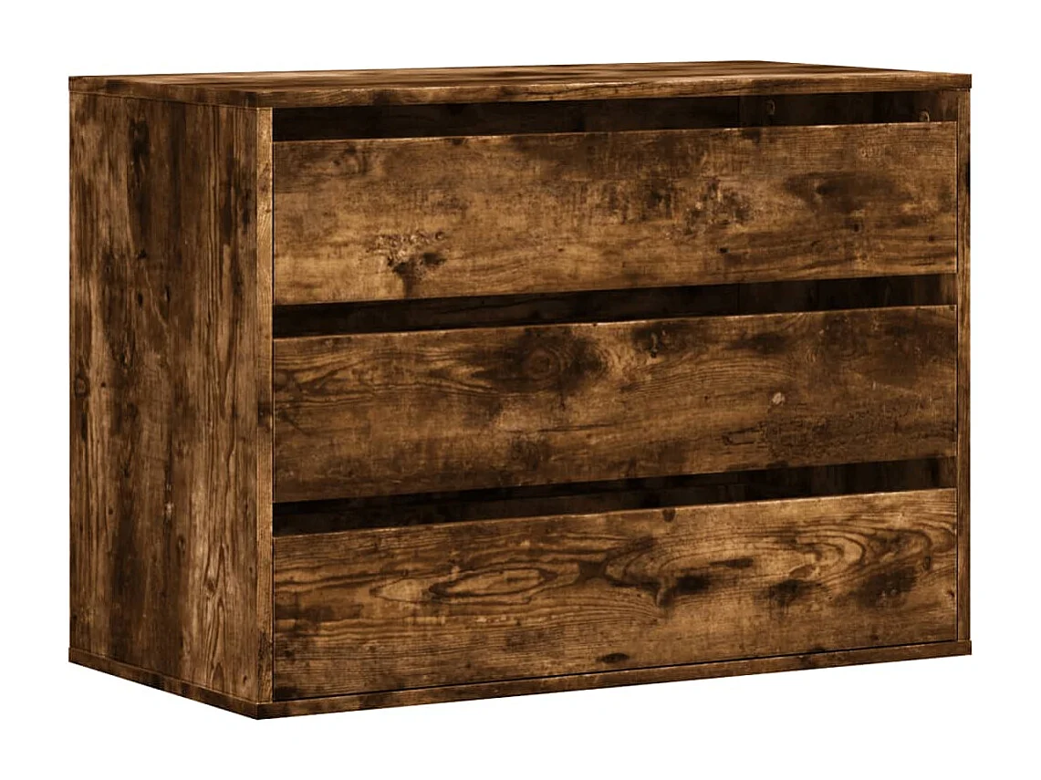 Ladekast 80x41x58 cm bewerkt hout gerookt eikenkleurig