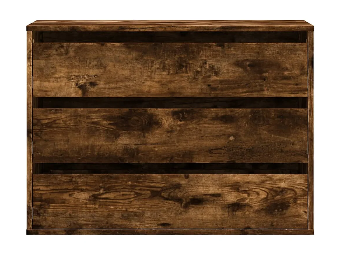 Ladekast 80x41x58 cm bewerkt hout gerookt eikenkleurig