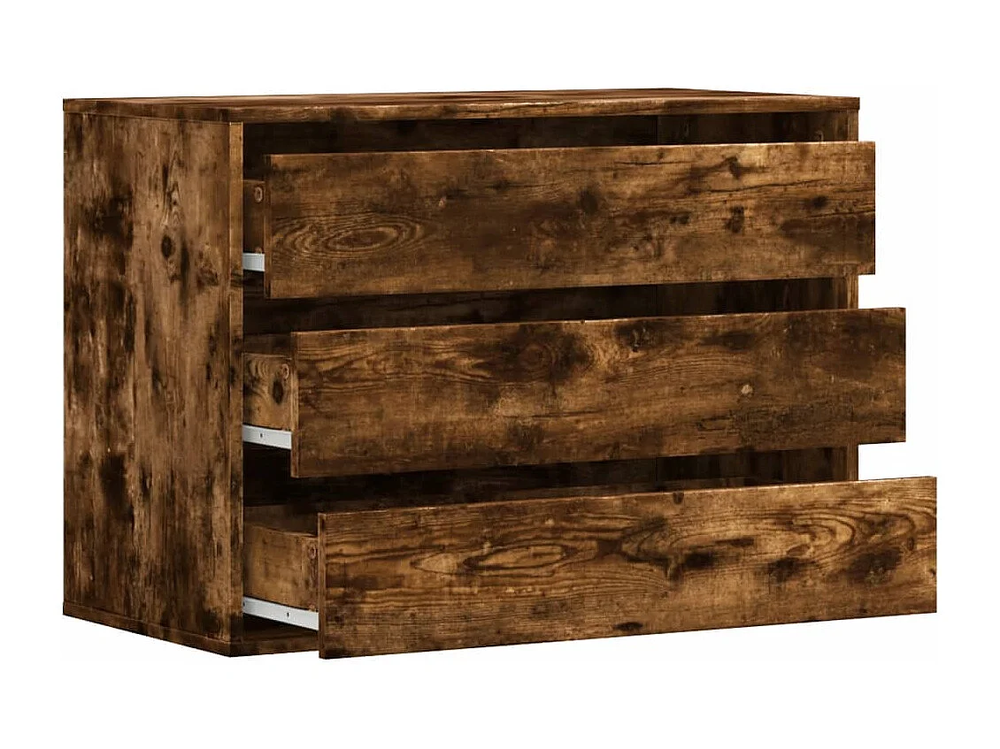 Ladekast 80x41x58 cm bewerkt hout gerookt eikenkleurig