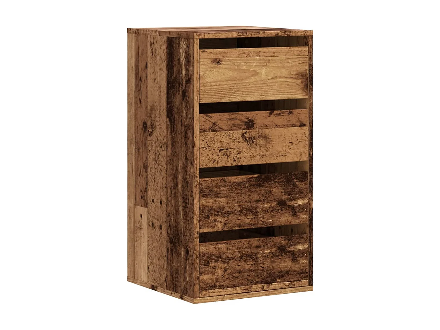 Ladekast 40x41x76 cm bewerkt hout oud houtkleurig