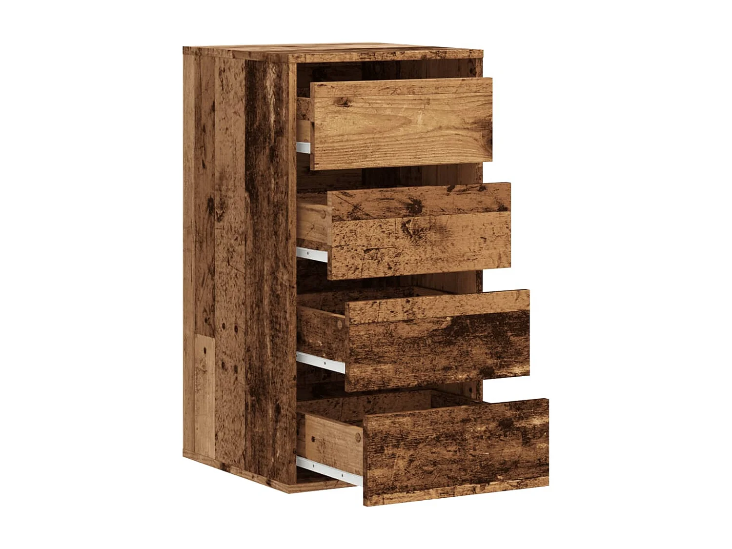 Ladekast 40x41x76 cm bewerkt hout oud houtkleurig