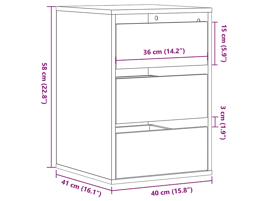 Cassettiera Angolare Grigio Sonoma 40x41x58cm Legno Multistrato