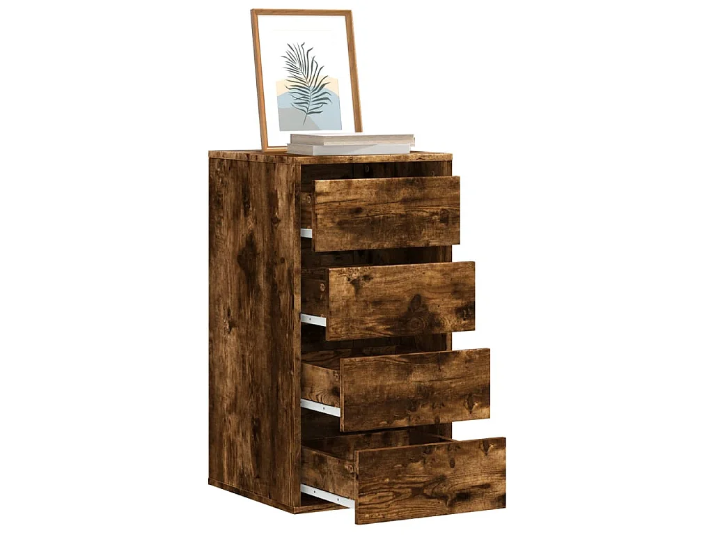 Cajonera de esquina madera ingeniería roble ahumado 40x41x76 cm