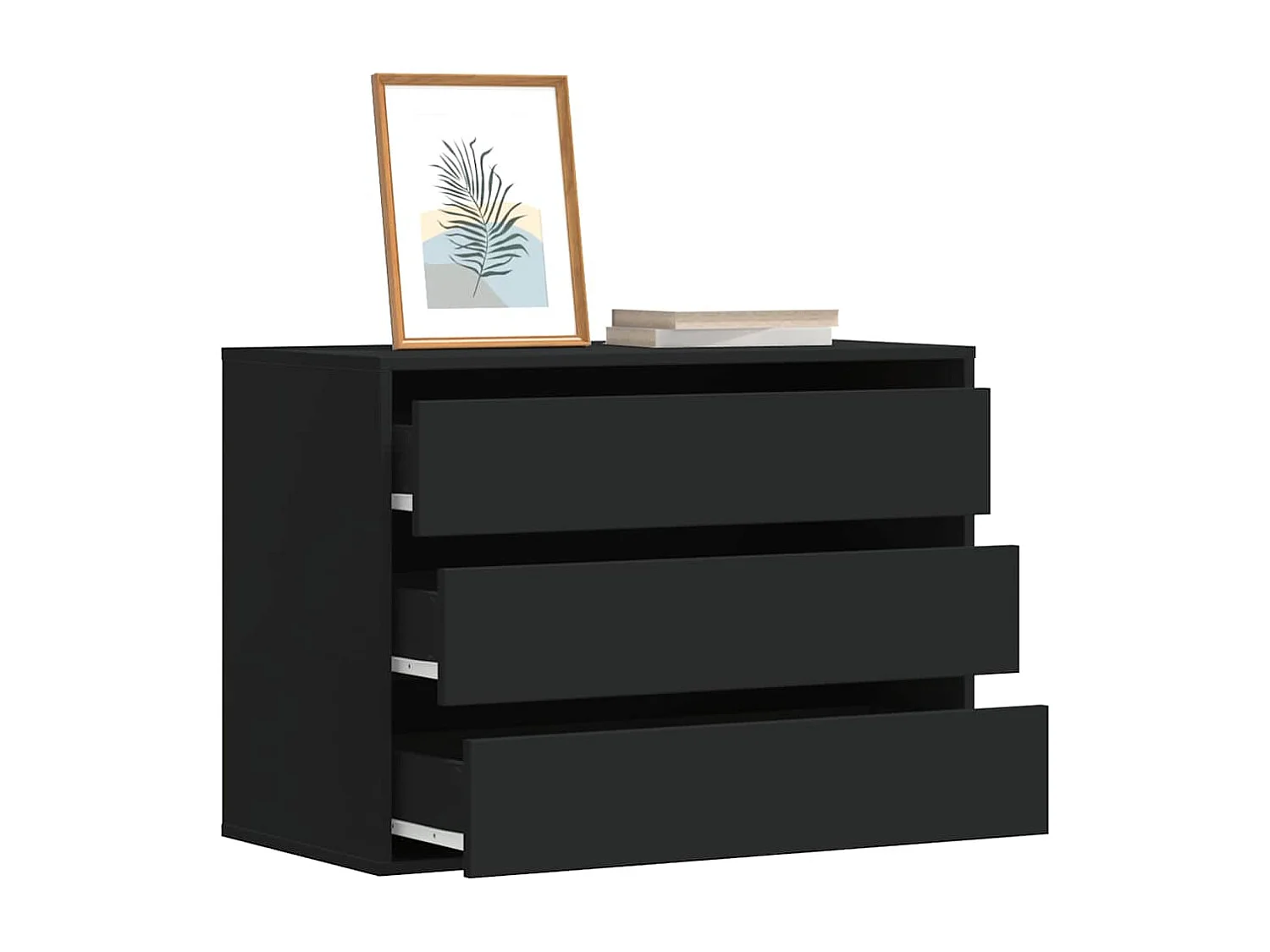 Cajonera de esquina madera de ingeniería negra 80x41x58 cm