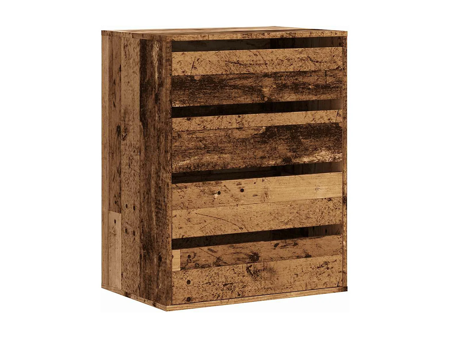 Ladekast 60x41x76 cm bewerkt hout oud houtkleurig