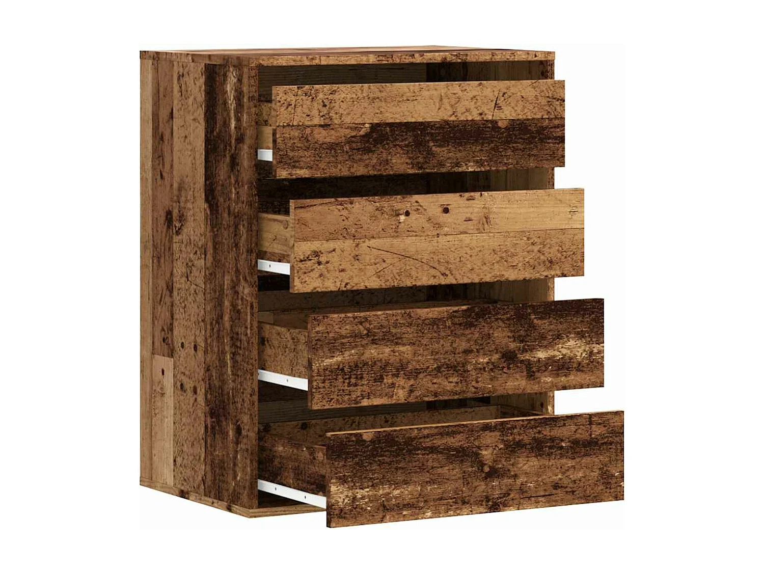 Ladekast 60x41x76 cm bewerkt hout oud houtkleurig