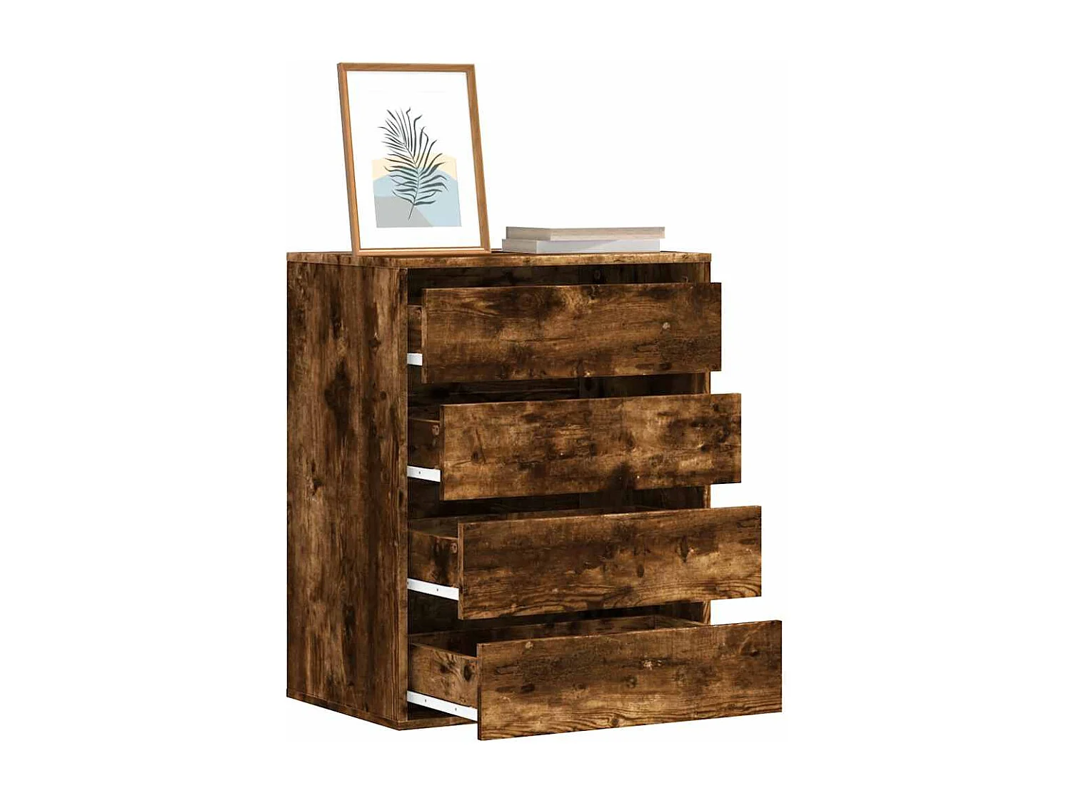 Ladekast 60x41x76 cm bewerkt hout oud houtkleurig