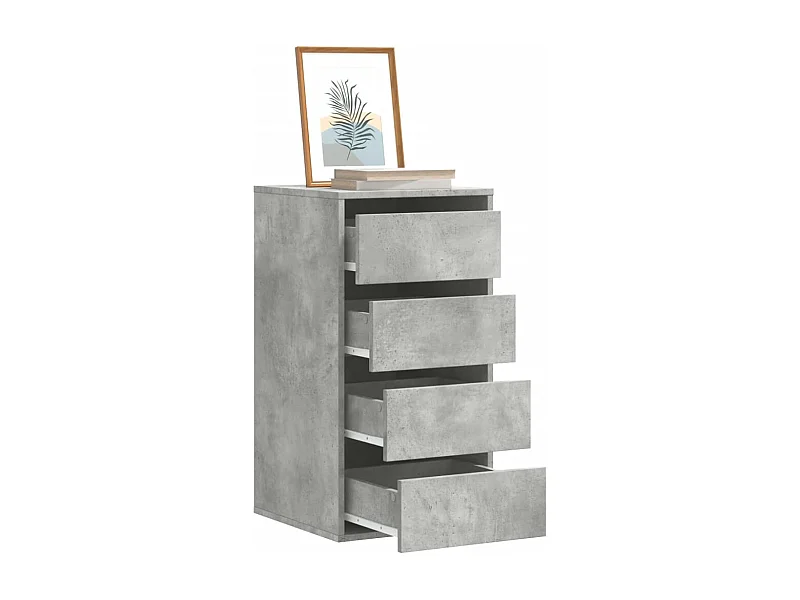 Cassettiera Angolo Grigio Cemento 40x41x76cm Legno Multistrato