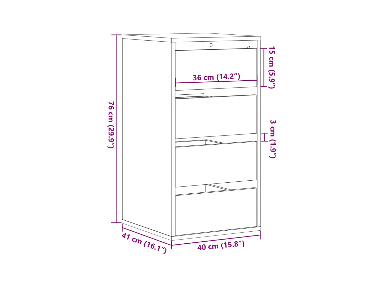Ladekast 40x41x76 cm bewerkt hout grijs sonoma eikenkleurig