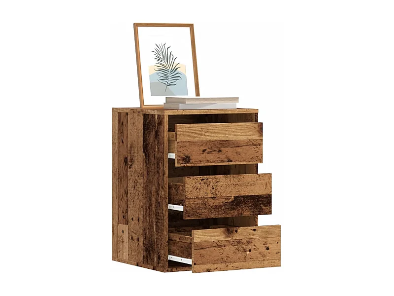 Ladekast 40x41x58 cm bewerkt hout oud houtkleurig