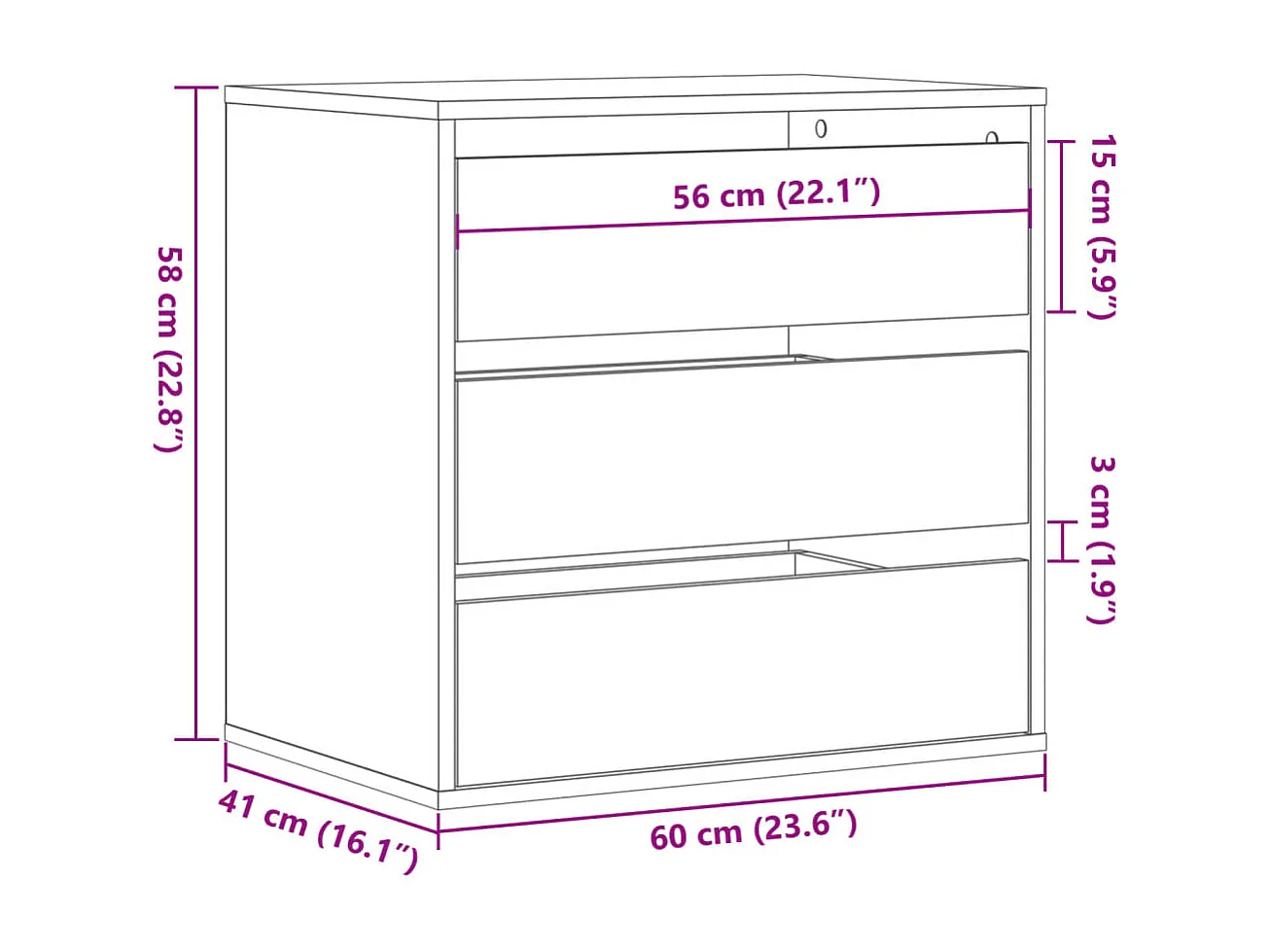 Cassettiera Angolo Rovere Marrone 60x41x58cm Legno Multistrato