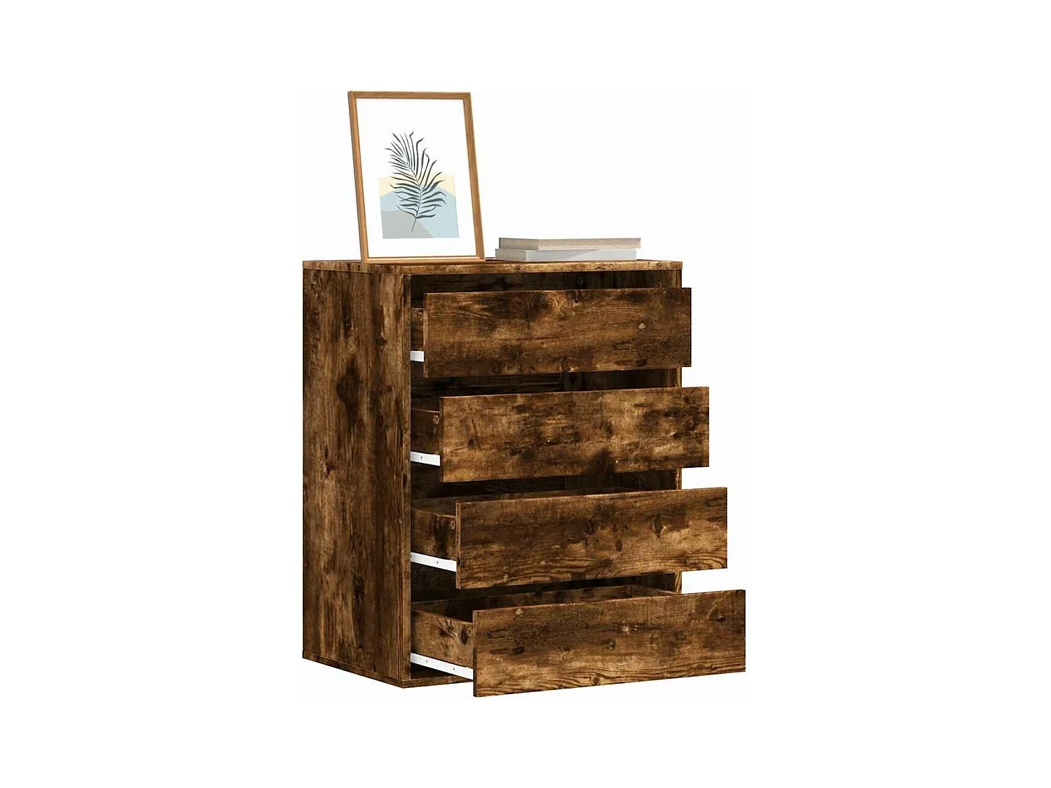 Commode d'angle chêne fumé 60x41x76 cm bois d'ingénierie