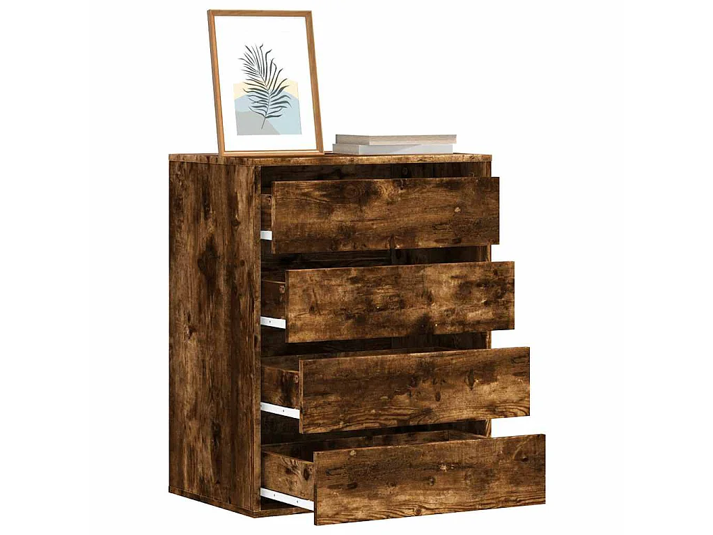 Ladekast 60x41x76 cm bewerkt hout gerookt eikenkleurig
