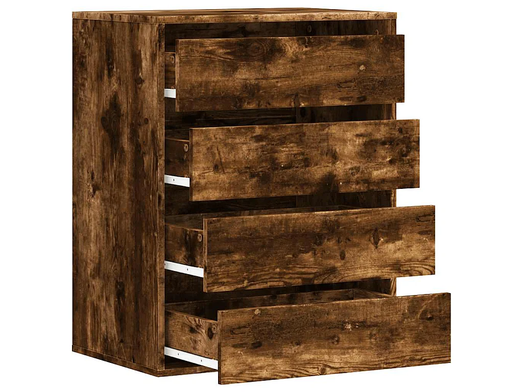 Ladekast 60x41x76 cm bewerkt hout gerookt eikenkleurig