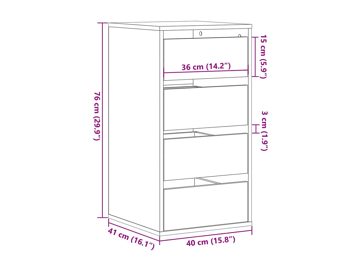 Ladekast 40x41x76 cm bewerkt hout sonoma eikenkleurig