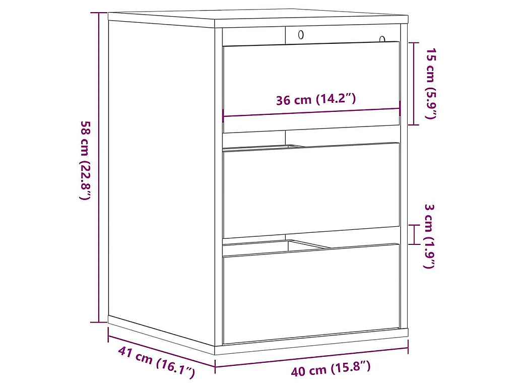 Cajonera de esquina madera ingeniería roble Sonoma 40x41x58 cm