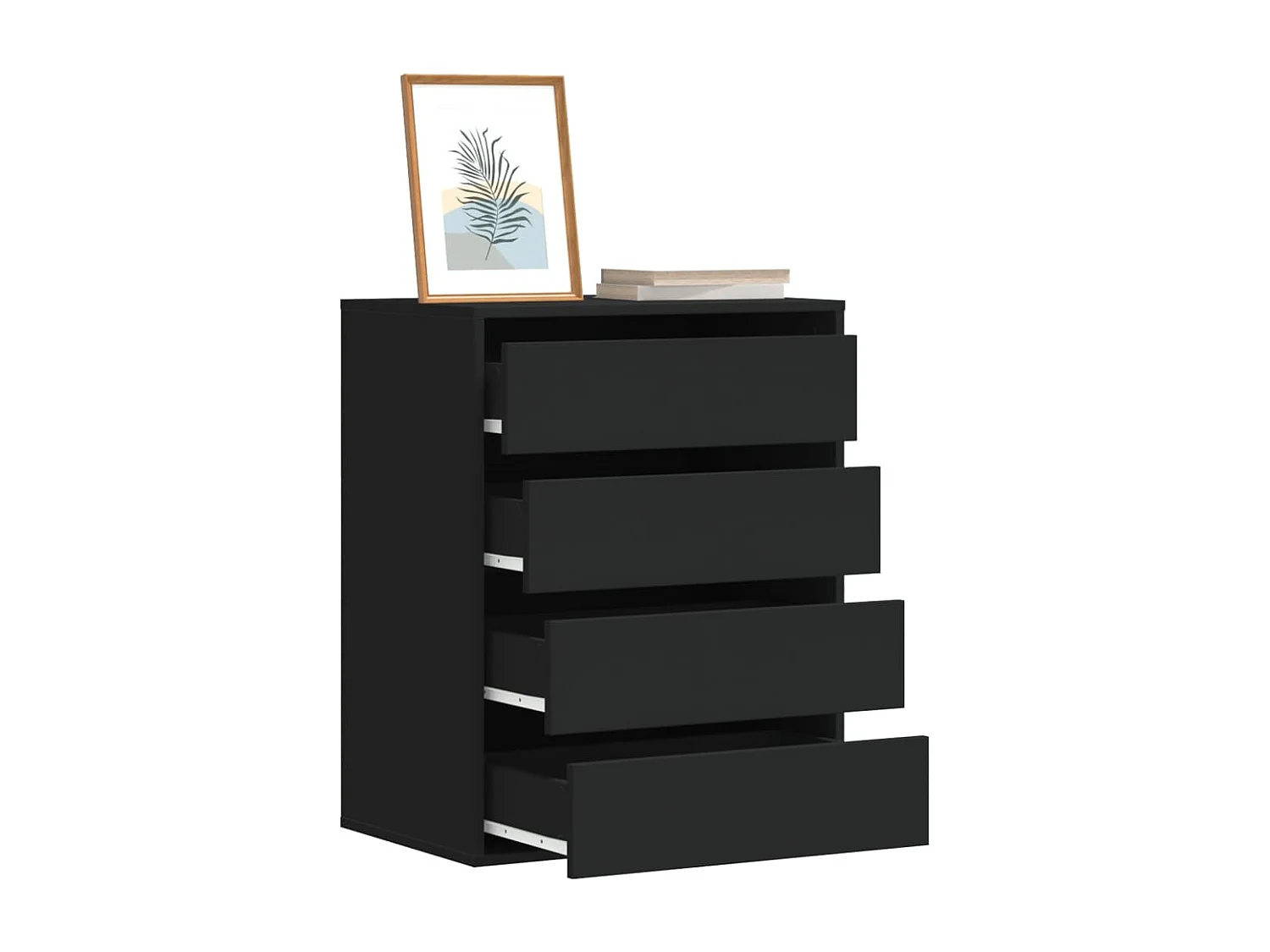 Commode d'angle noir 60x41x76 cm bois d'ingénierie