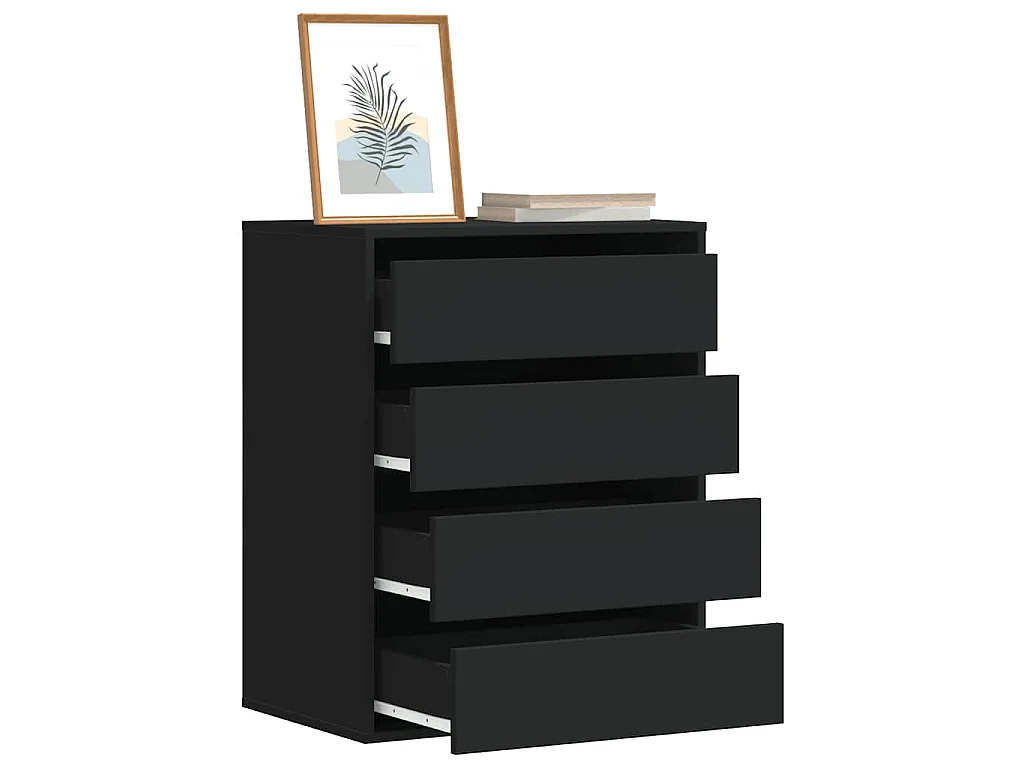Commode d'angle noir 60x41x76 cm bois d'ingénierie