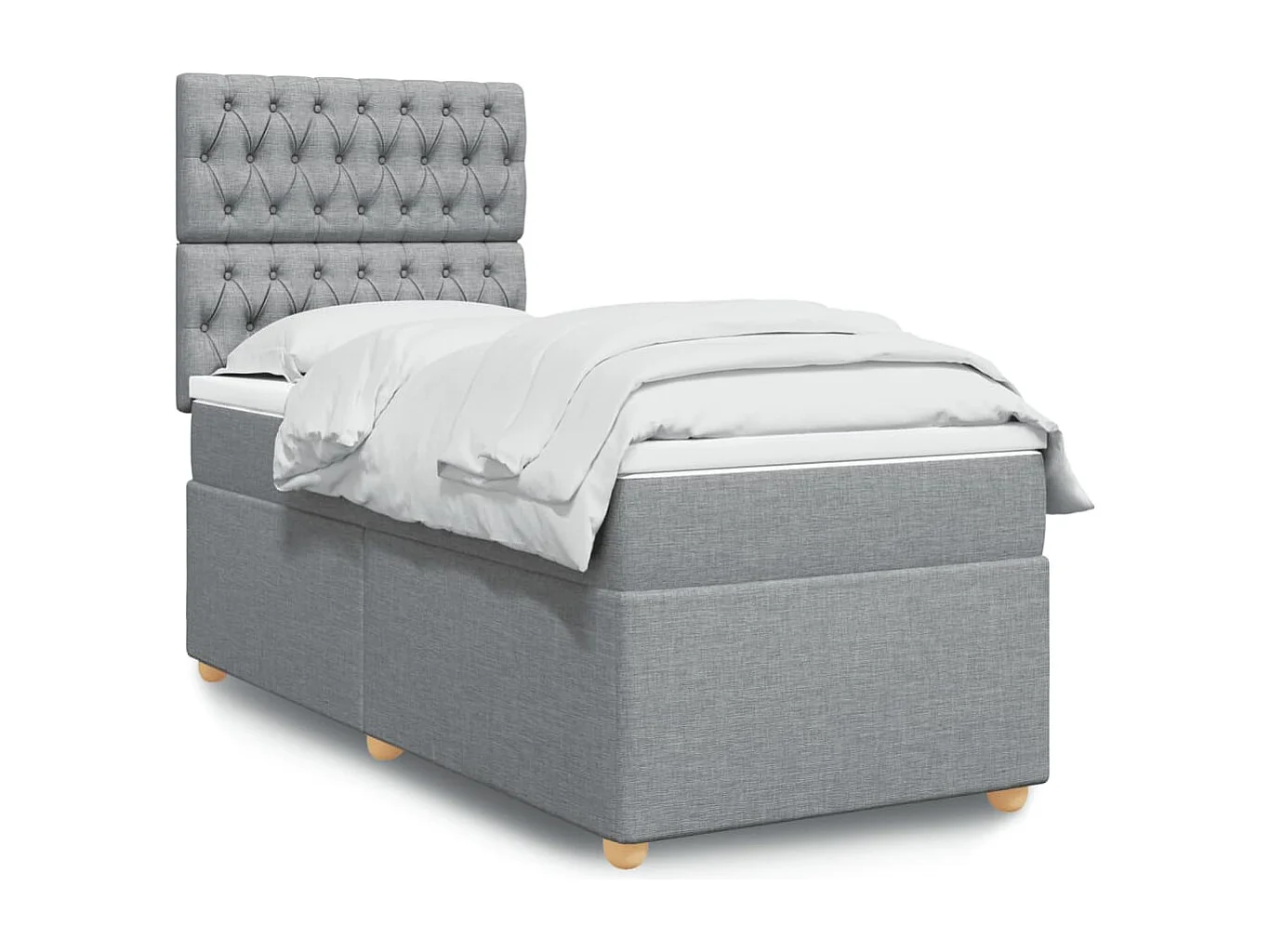 Sommier à lattes de lit et matelas Gris clair 90x190 cm Tissu