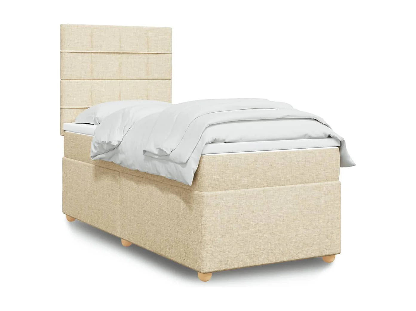 Giroletto a Molle con Materasso Crema 90x190 cm in Tessuto
