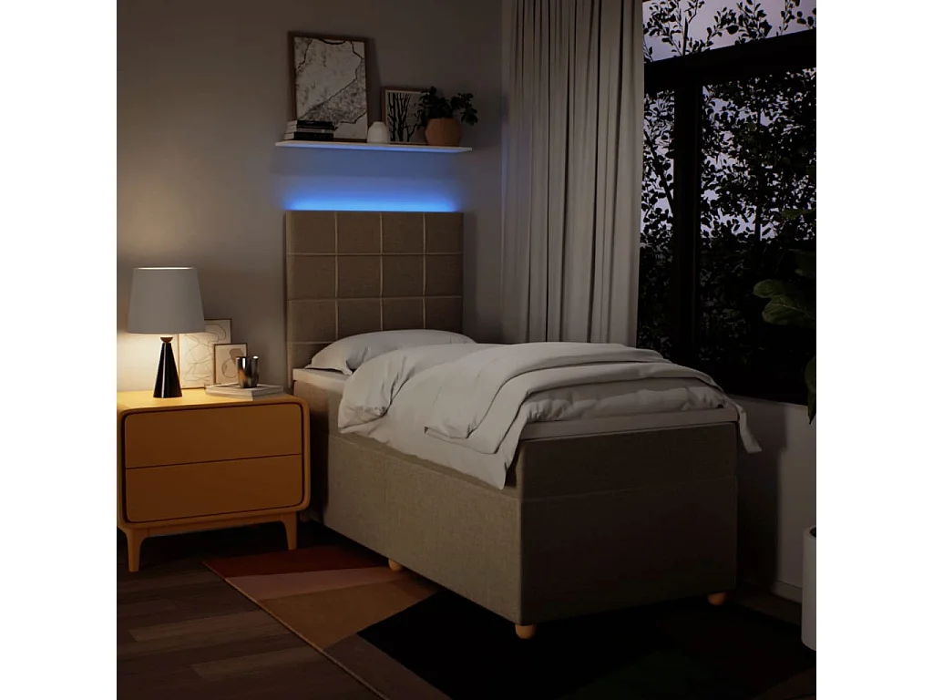 Giroletto a Molle con Materasso Crema 90x190 cm in Tessuto