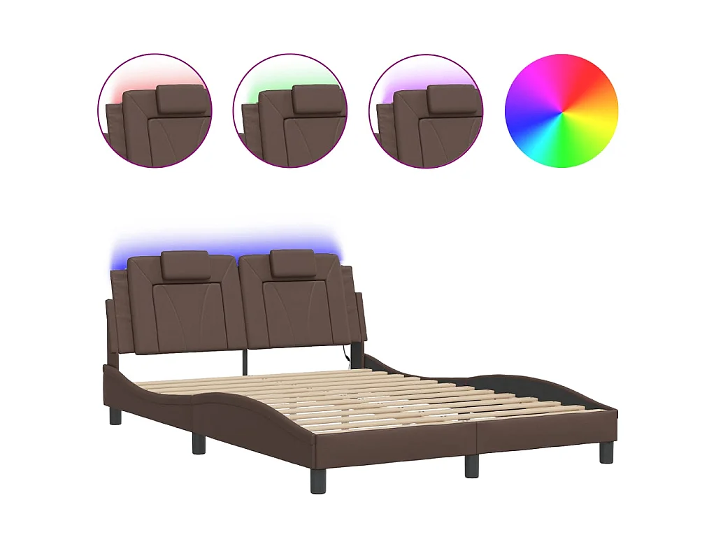 Bettgestell "Viana" mit LED ohne Matratze Braun 140x190 cm