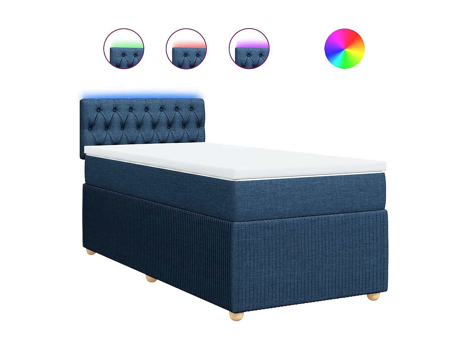 Giroletto a Molle con Materasso Blu 90x190 cm in Tessuto