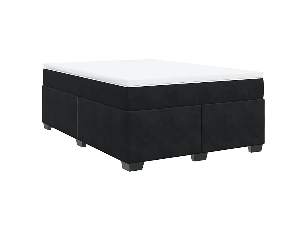 Cama box spring con colchón terciopelo negro 140x200 cm