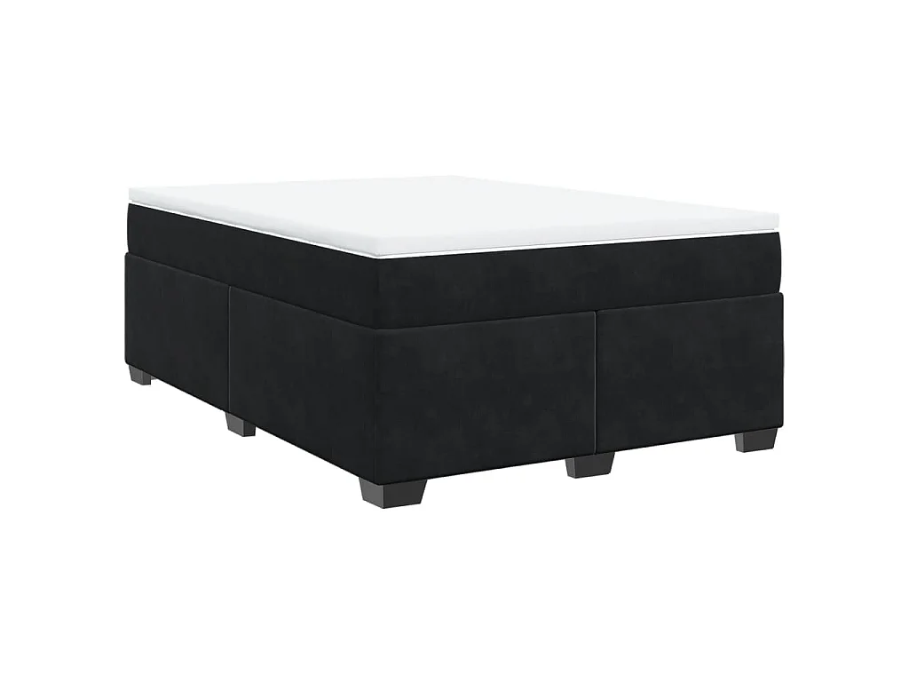 Cama box spring con colchón terciopelo negro 140x200 cm