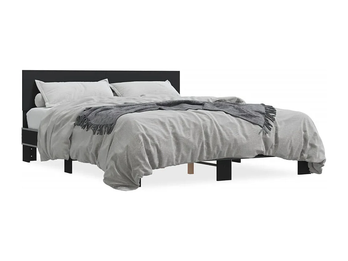 Bettgestell Schwarz 160x200 cm Holzwerkstoff und Metall