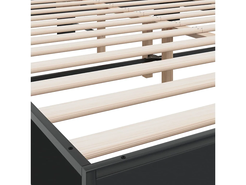 Bettgestell Schwarz 160x200 cm Holzwerkstoff und Metall