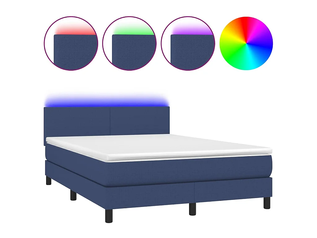 Boxspring met matras en LED stof blauw 140x190 cm