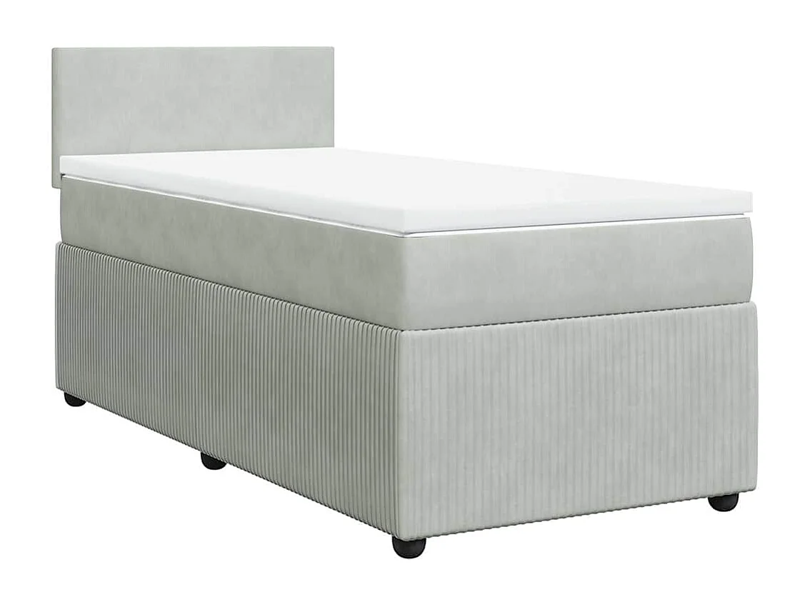 Boxspringbett mit Matratze Hellgrau 90x190 cm Samt