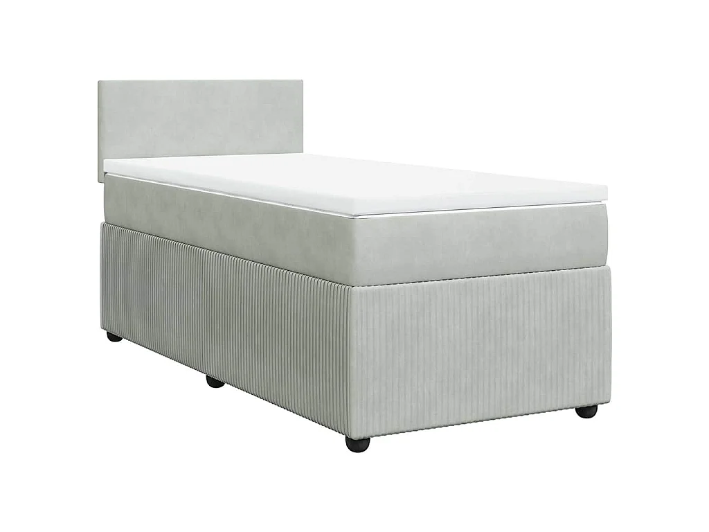 Boxspring met matras fluweel lichtgrijs 90x190 cm