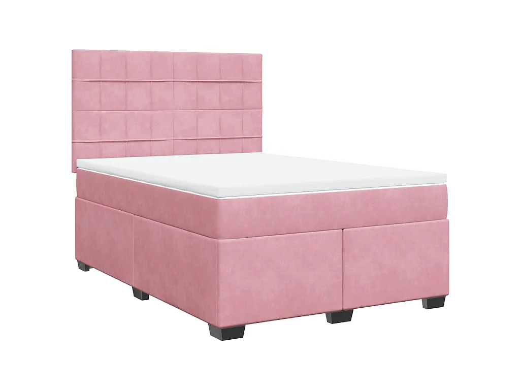 Giroletto a Molle con Materasso Rosa 140x200 cm in Velluto