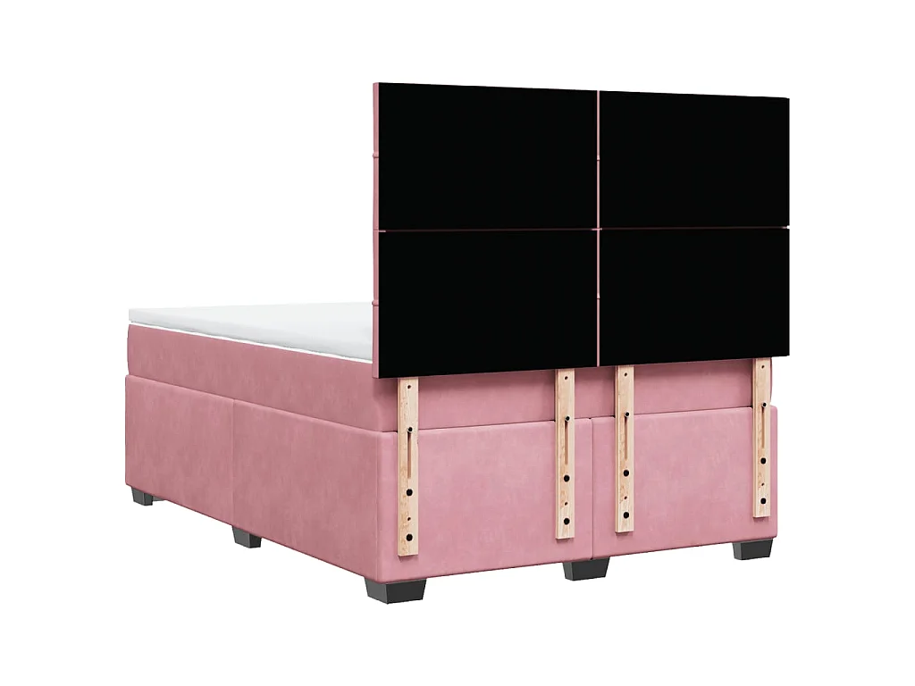 Giroletto a Molle con Materasso Rosa 140x200 cm in Velluto