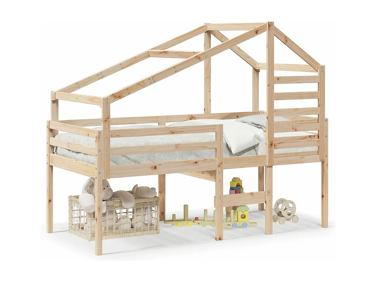 Lit haut sans matelas 80x200 cm bois de pin massif