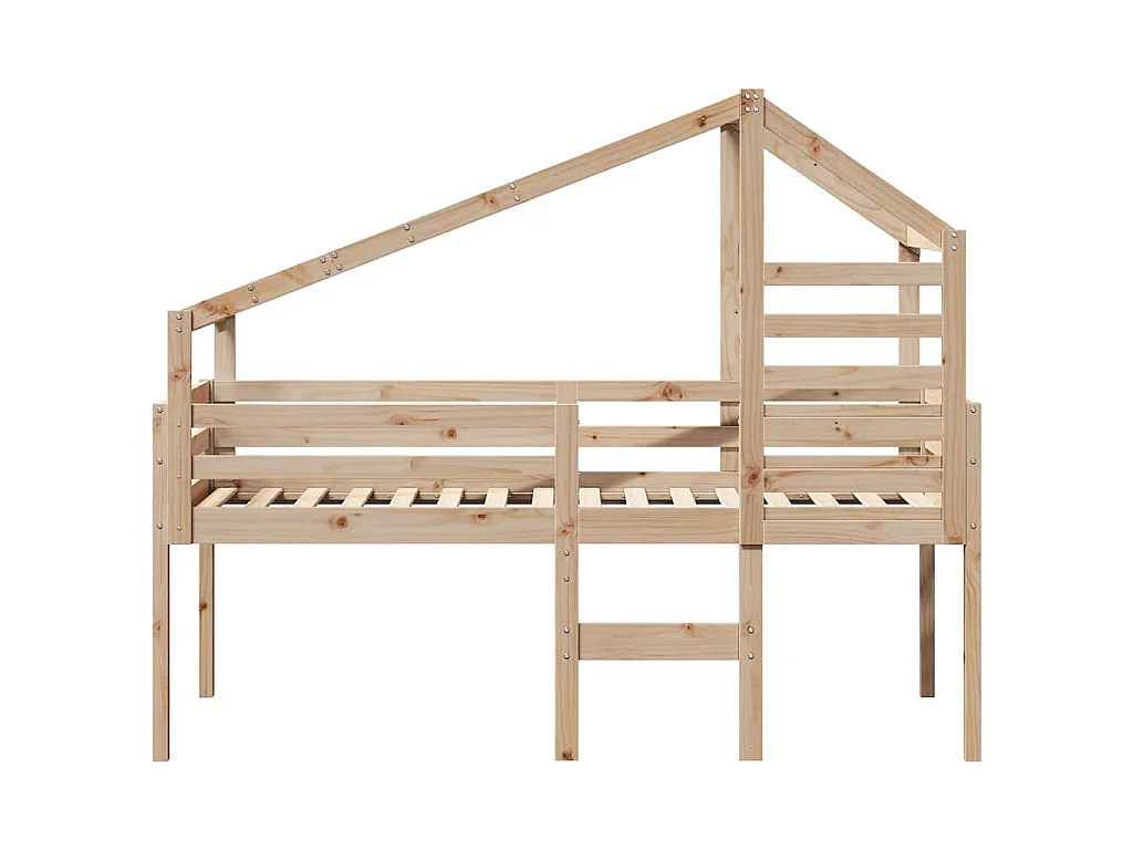 Hoogslaper met bedhuis massief grenenhout 80x200 cm