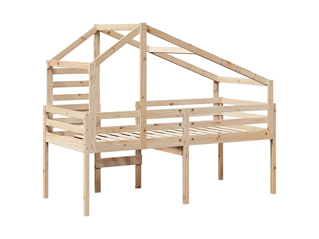 Hoogslaper met bedhuis massief grenenhout 80x200 cm